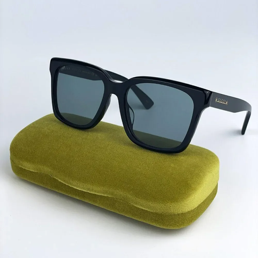 NEW Gucci GG1175SK 002  Black Smoke Grey Square Unisex Sunglasses
